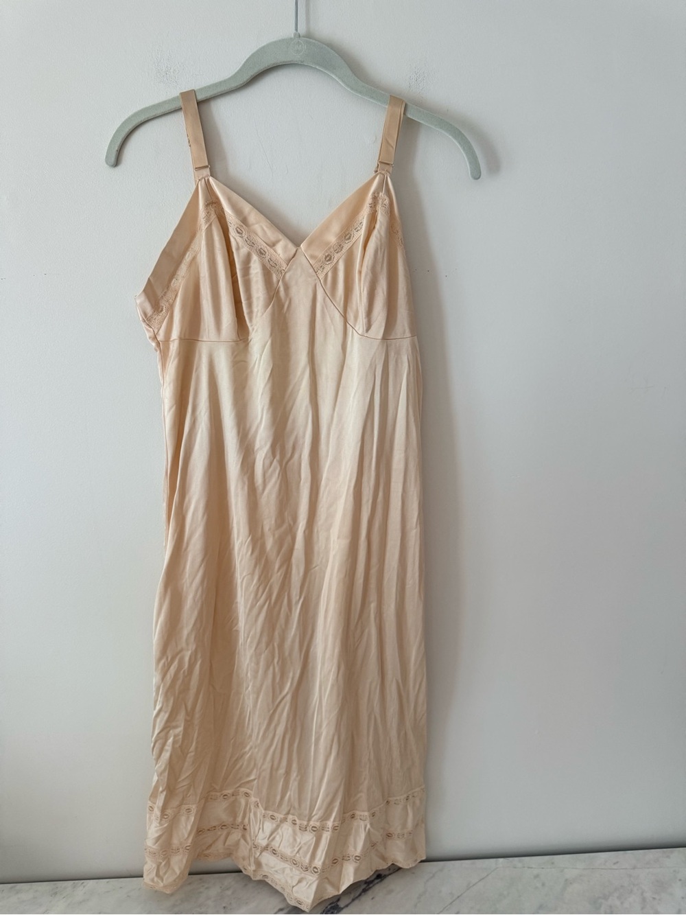 Kayser Cream Nylon Vintage Nightgown Lace Trim Size 36